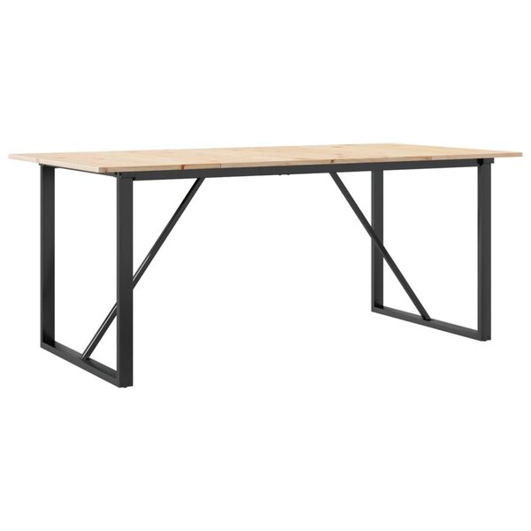vidaXL Table à manger cadre en O 180x90x75 cm bois de pin massif acier
