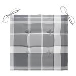 vidaXL Chaises de jardin coussins à carreaux gris lot de 4 Teck massif