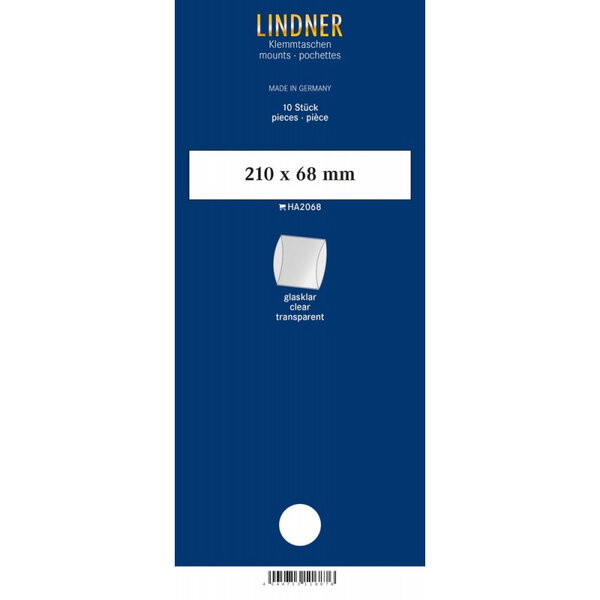 Bandes double soudure 210 x 68 mm pour timbres-poste. Fond - Transparent