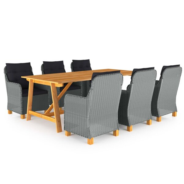 vidaXL Ensemble à manger de jardin 7 Pièces Gris clair