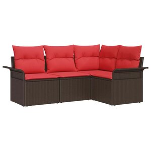 vidaXL Ensemble de canapé de jardin 4 Pièces Marron Poly rotin
