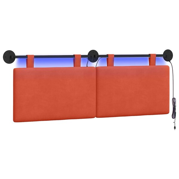 vidaXL Tête de lit suspendue Rouge orange Tissu en velours côtelé