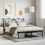 vidaXL Cadre de lit métal avec tête de lit noir 140x200 cm