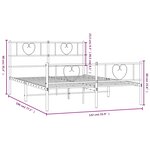 vidaXL Cadre de lit métal sans matelas et pied de lit blanc 135x190 cm