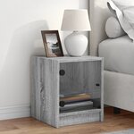 vidaXL Table de chevet avec porte en verre sonoma gris 35x37x42 cm