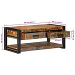 vidaXL Table basse multicolore 90x50x38 cm bois de récupération massif