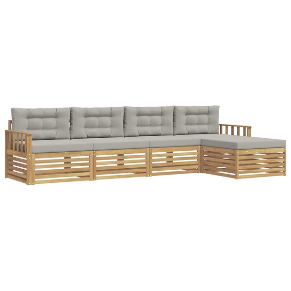 vidaXL Ensemble de canapés d'extérieur 5 pc Blanc et gris clair