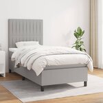 vidaXL Sommier à lattes de lit avec matelas Gris clair 90x200 cm Tissu