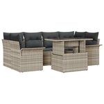 vidaXL Ensemble canapés de jardin 7 pièces avec coussins en poly rotin gris clair