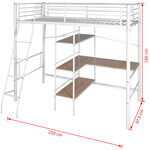 Vidaxl lit superposé avec bureau blanc et marron métal 90x200 cm