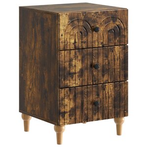 vidaXL Cabinet de chevet avec tiroir Chêne fumé 43 x 41 x 66 5 cm