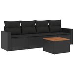 vidaXL Salon de jardin 5 Pièces avec coussins noir résine tressée