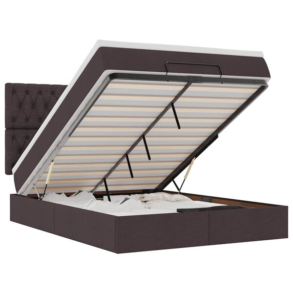 VidaXL Cadre de lit ottoman avec matelas marron foncé 140x200 cm tissu