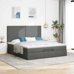 VidaXL Cadre de lit ottoman avec matelas gris foncé 180x200 cm tissu