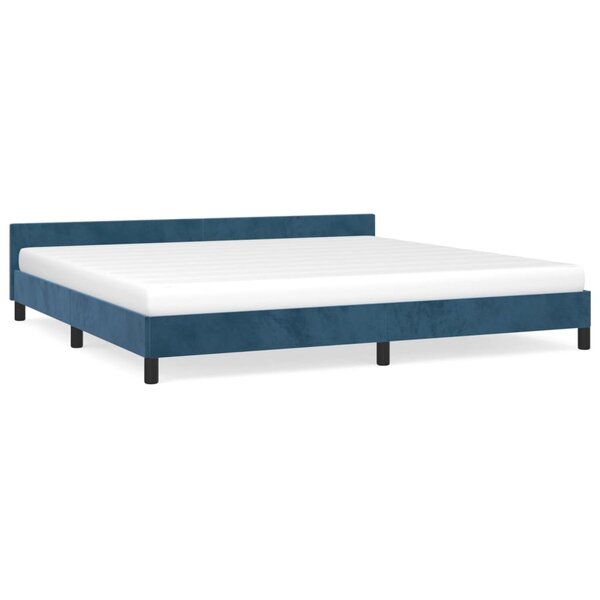 vidaXL Cadre de lit avec tête de lit Bleu foncé 200x200 cm Velours