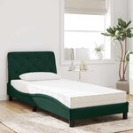 vidaXL Lit avec matelas vert foncé 90x190 cm velours