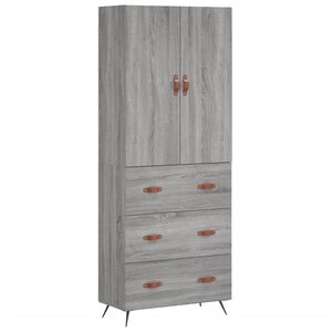 vidaXL Buffet haut Sonoma gris 69 5x34x180 cm Bois d'ingénierie