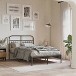 vidaXL Cadre de lit métal sans matelas avec tête de lit noir 120x190cm