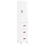 vidaXL Buffet haut Blanc brillant 34 5x34x180 cm Bois d'ingénierie