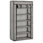 vidaXL Armoire à chaussures avec housse Gris 58x28x106 cm Tissu