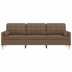 vidaXL Canapé 3 places avec oreillers décoratifs marron 210 cm tissu