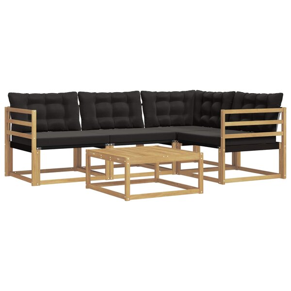 vidaXL Ensemble de canapés d'extérieur 5 Pièces Blanc et noir