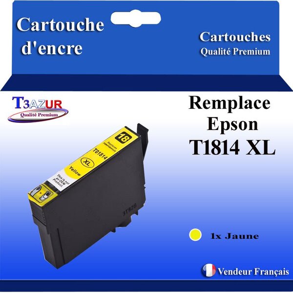 T3AZUR- Cartouche Compatible avec Epson 18XL 18 XL remplace Epson Expression Home XP-402  XP-405  XP-405WH  XP-412  XP-415  XP-422  XP-425 Jaune