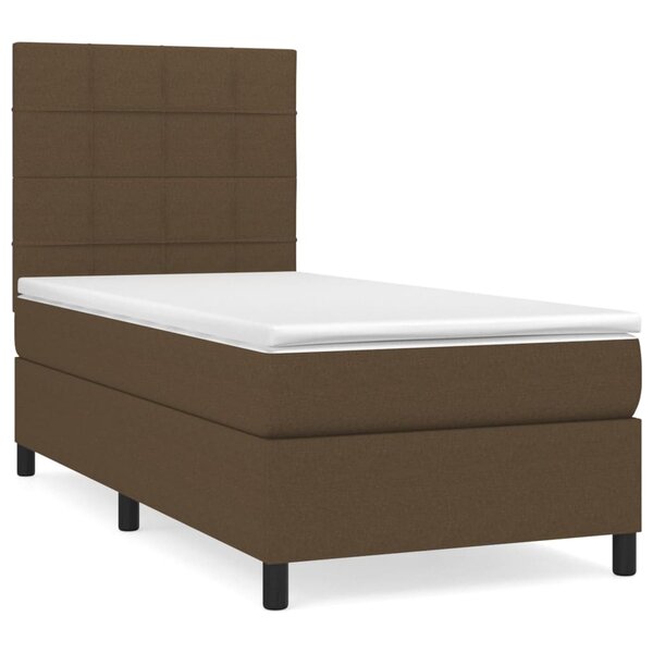 vidaXL Sommier à lattes de lit avec matelas Marron foncé 100x200 cm