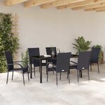 vidaXL Ensemble de salle à manger pour jardin 7 Pièces Noir Poly rotin