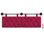 vidaXL Tête de lit suspendue Avec lumière LED Bordeaux Velours