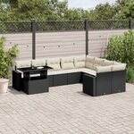 vidaXL Salon de jardin 10 Pièces avec coussins noir résine tressée
