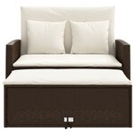 vidaXL Canapé de jardin avec coussins 2 places marron résine tressée