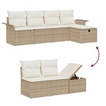 vidaXL Ensemble de canapé de jardin 6 Pièces Beige et crème polyrotin