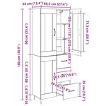 vidaXL Haut Armoire Bois Ancien 69 5 x 34 x 180 cm Bois d'ingénierie