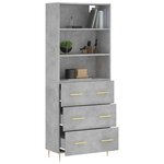 vidaXL Buffet haut Gris béton 69 5x34x180 cm Bois d'ingénierie