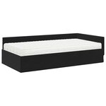 vidaXL Cadre de lit d'angle avec matelas Autre 2 Pièces Noir Velours