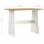 vidaXL Table à manger et banc REINE marron miel blanc bois pin solide