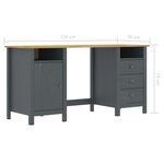 vidaXL Bureau Hill Gris 150x50x74 cm Bois de pin solide