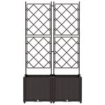 vidaXL Bac à fleurs avec Treillis 2 Pièces Marron 80 x 40 x 143 cm PP