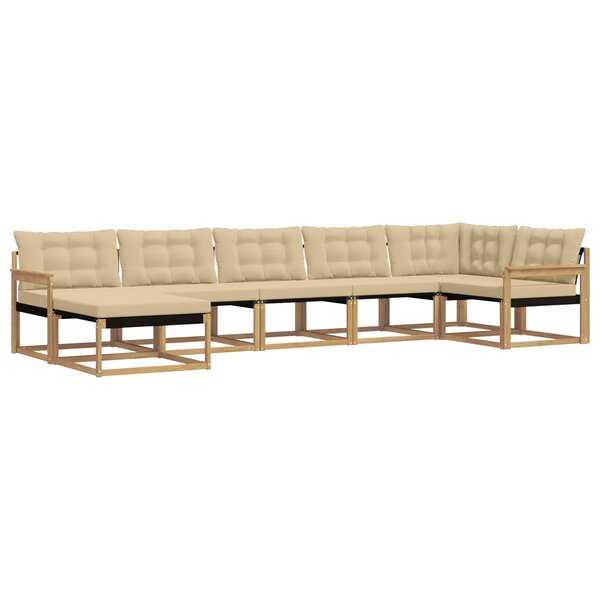 vidaXL Ensemble de canapés d'extérieur 7 Pièces Blanc et Beige