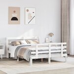 vidaXL Cadre de lit avec tête de lit sans matelas blanc 140x200 cm