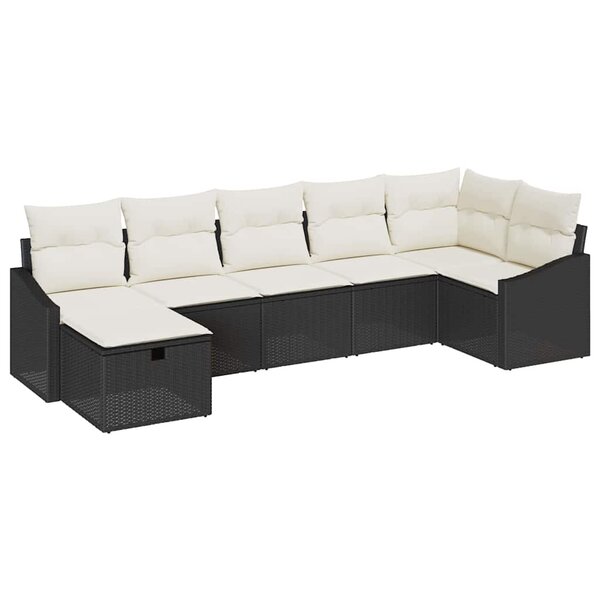 vidaXL Ensemble de canapé de jardin 7 Pièces Noir 55 x 62 x 69 cm