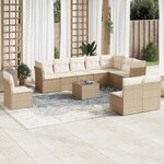 vidaXL Salon de jardin 11 Pièces avec coussins beige résine tressée