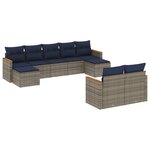 vidaXL Salon de jardin 9 Pièces avec coussins gris résine tressée