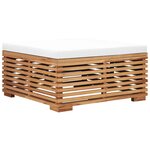 vidaXL Table et repose-pied de jardin avec coussin crème Bois de teck