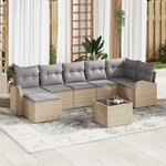 Ensemble de Canapé de Jardin 8 Pièces avec Coussins Rattan Synthétique Noir