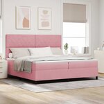 vidaXL Lit à ressort LED avec matelas Rose 200 x 200 cm tissu