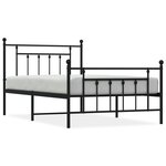 vidaXL Cadre de lit métal sans matelas avec pied de lit noir 107x203cm
