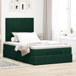 vidaXL Cadre de lit ottoman avec matelas vert foncé 120x190 cm velours