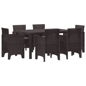 vidaXL Ensemble de salle à manger pour jardin 7 Pièces Marron Rattan Polt